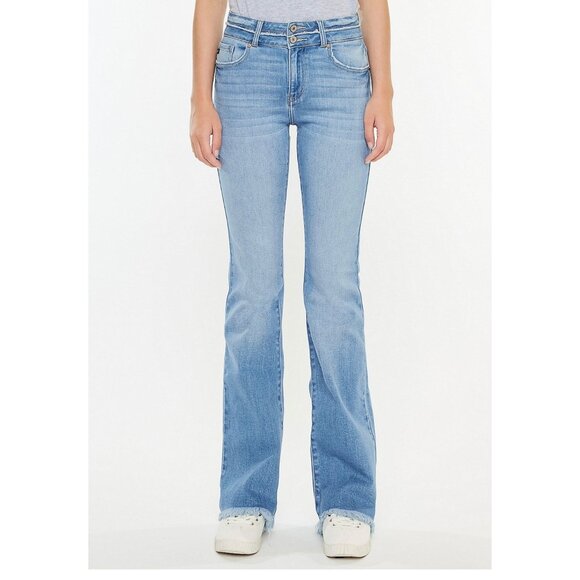 Kancan High Rise Curvy Double Button Bootcut Jean Size 33 - Picture 1 of 15